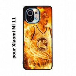 Coque noire pour Xiaomi Mi 11 Stephen Curry Golden State Warriors Basket - Curry en flamme