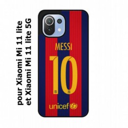 Coque noire pour Xiaomi Mi 11 lite - Mi 11 lite 5G maillot 10 Lionel Messi FC Barcelone Foot