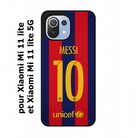 Coque noire pour Xiaomi Mi 11 lite - Mi 11 lite 5G maillot 10 Lionel Messi FC Barcelone Foot