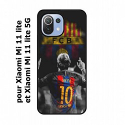 Coque noire pour Xiaomi Mi 11 lite - Mi 11 lite 5G Lionel Messi 10 FC Barcelone Foot