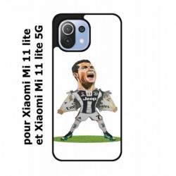 Coque noire pour Xiaomi Mi 11 lite - Mi 11 lite 5G Cristiano Ronaldo club foot Turin Football - Ronaldo super héros