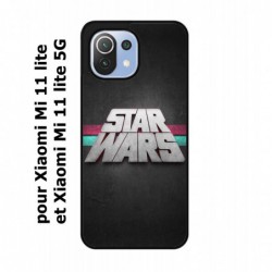 Coque noire pour Xiaomi Mi 11 lite - Mi 11 lite 5G logo Stars Wars fond gris - légende Star Wars