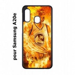 Coque noire pour Samsung Galaxy A20e Stephen Curry Golden State Warriors Basket - Curry en flamme