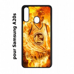 Coque noire pour Samsung Galaxy A20s Stephen Curry Golden State Warriors Basket - Curry en flamme