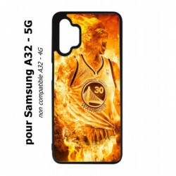 Coque noire pour Samsung Galaxy A32 - 5G Stephen Curry Golden State Warriors Basket - Curry en flamme