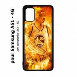 Coque noire pour Samsung Galaxy A51 - 4G Stephen Curry Golden State Warriors Basket - Curry en flamme