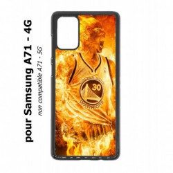 Coque noire pour Samsung Galaxy A71 - 4G Stephen Curry Golden State Warriors Basket - Curry en flamme