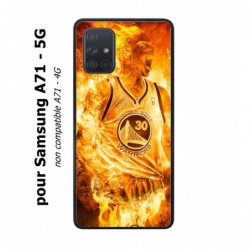 Coque noire pour Samsung Galaxy A71 - 5G Stephen Curry Golden State Warriors Basket - Curry en flamme
