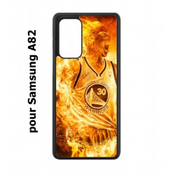 Coque noire pour Samsung Galaxy A82 Stephen Curry Golden State Warriors Basket - Curry en flamme