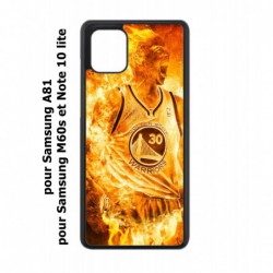 Coque noire pour Samsung Galaxy M60s Stephen Curry Golden State Warriors Basket - Curry en flamme
