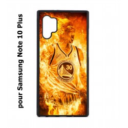 Coque noire pour Samsung Galaxy Note 10 Plus Stephen Curry Golden State Warriors Basket - Curry en flamme