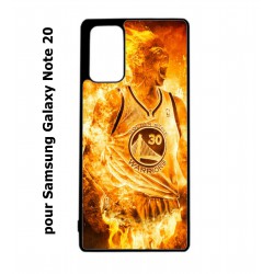 Coque noire pour Samsung Galaxy Note 20 Stephen Curry Golden State Warriors Basket - Curry en flamme