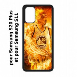 Coque noire pour Samsung Galaxy S20 Plus / S11 Stephen Curry Golden State Warriors Basket - Curry en flamme