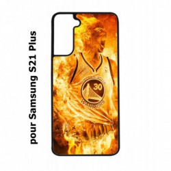 Coque noire pour Samsung Galaxy S21 Plus Stephen Curry Golden State Warriors Basket - Curry en flamme