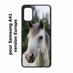 Coque noire pour Samsung Galaxy A41 Coque cheval blanc - tête de cheval