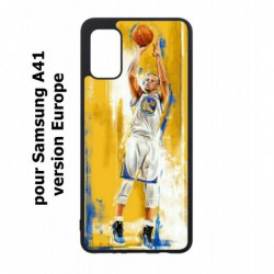 Coque noire pour Samsung Galaxy A41 Stephen Curry Golden State Warriors Shoot Basket