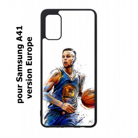 Coque noire pour Samsung Galaxy A41 Stephen Curry Golden State Warriors dribble Basket