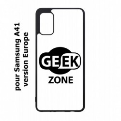 Coque noire pour Samsung Galaxy A41 Logo Geek Zone noir & blanc