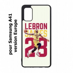 Coque noire pour Samsung Galaxy A41 star Basket Lebron James Cavaliers de Cleveland 23