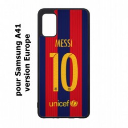 Coque noire pour Samsung Galaxy A41 maillot 10 Lionel Messi FC Barcelone Foot