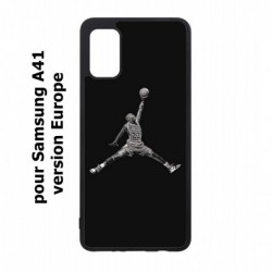 Coque noire pour Samsung Galaxy A41 Michael Jordan 23 shoot Chicago Bulls Basket