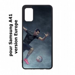 Coque noire pour Samsung Galaxy A41 Cristiano Ronaldo club foot Turin Football course ballon