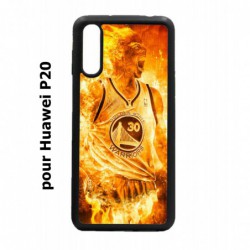 Coque noire pour Huawei P20 Stephen Curry Golden State Warriors Basket - Curry en flamme