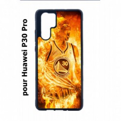 Coque noire pour Huawei P30 Pro Stephen Curry Golden State Warriors Basket - Curry en flamme