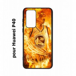Coque noire pour Huawei P40 Stephen Curry Golden State Warriors Basket - Curry en flamme