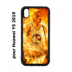 Coque noire pour Huawei Y5 2019 Stephen Curry Golden State Warriors Basket - Curry en flamme