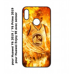 Coque noire pour Huawei Y6 2019 / Y6 Prime 2019 Stephen Curry Golden State Warriors Basket - Curry en flamme