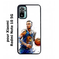 Coque noire pour Xiaomi Redmi Note 10 5G Stephen Curry Golden State Warriors dribble Basket