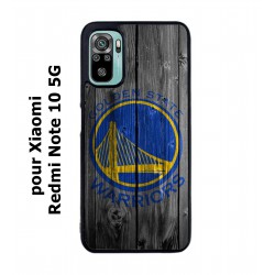 Coque noire pour Xiaomi Redmi Note 10 5G Stephen Curry emblème Golden State Warriors Basket fond bois