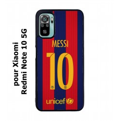 Coque noire pour Xiaomi Redmi Note 10 5G maillot 10 Lionel Messi FC Barcelone Foot