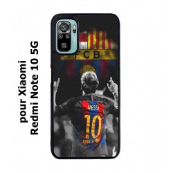 Coque noire pour Xiaomi Redmi Note 10 5G Lionel Messi 10 FC Barcelone Foot