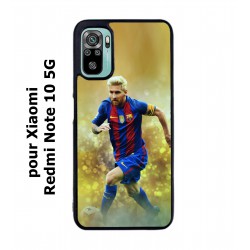 Coque noire pour Xiaomi Redmi Note 10 5G Lionel Messi FC Barcelone Foot fond jaune