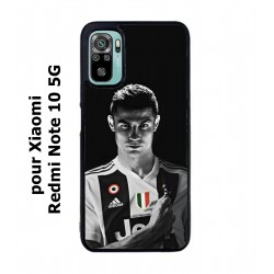 Coque noire pour Xiaomi Redmi Note 10 5G Cristiano Ronaldo Club Foot Turin