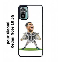 Coque noire pour Xiaomi Redmi Note 10 5G Cristiano Ronaldo club foot Turin Football - Ronaldo super héros