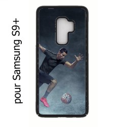 Coque noire pour Samsung Galaxy S9 PLUS Cristiano Ronaldo club foot Turin Football course ballon