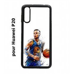 Coque noire pour Huawei P20 Stephen Curry Golden State Warriors dribble Basket