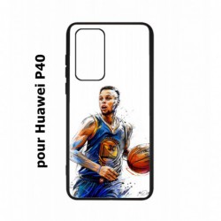Coque noire pour Huawei P40 Stephen Curry Golden State Warriors dribble Basket