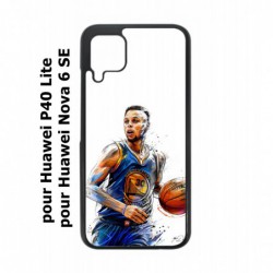 Coque noire pour Huawei P40 Lite / Nova 6 SE Stephen Curry Golden State Warriors dribble Basket
