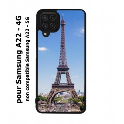 Coque noire pour Samsung Galaxy A22 - 4G Tour Eiffel Paris France