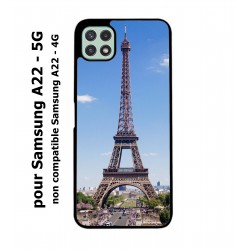 Coque noire pour Samsung Galaxy A22 - 5G Tour Eiffel Paris France