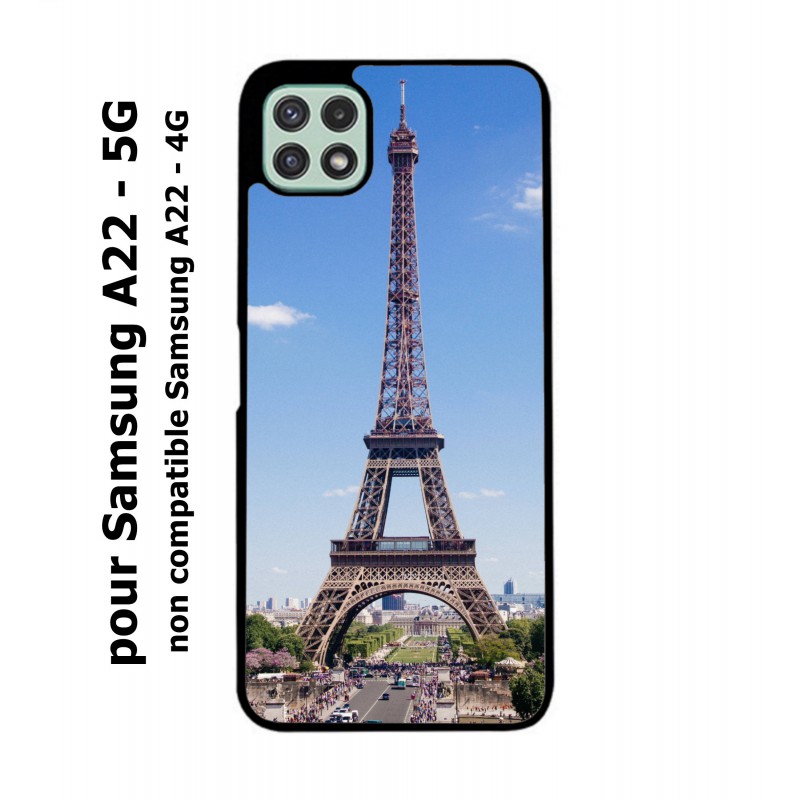 Coque noire pour Samsung Galaxy A22 - 5G Tour Eiffel Paris France