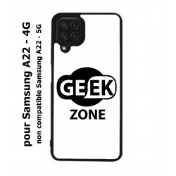 Coque noire pour Samsung Galaxy A22 - 4G Logo Geek Zone noir & blanc