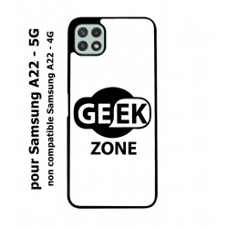 Coque noire pour Samsung Galaxy A22 - 5G Logo Geek Zone noir & blanc