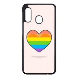 Coque noire pour Samsung Galaxy A22 - 4G Rainbow hearth LGBT - couleur arc en ciel Coeur LGBT