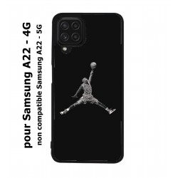 Coque noire pour Samsung Galaxy A22 - 4G Michael Jordan 23 shoot Chicago Bulls Basket