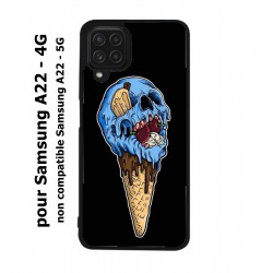 Coque noire pour Samsung Galaxy A22 - 4G Ice Skull - Crâne Glace - Cône Crâne - skull art